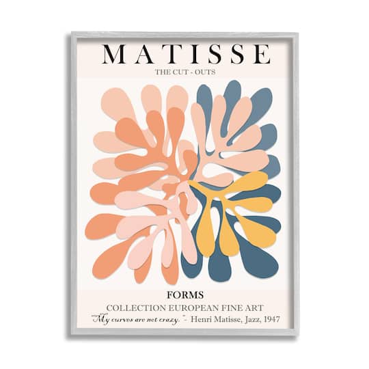 Stupell Industries Classical Matisse Painting Cut Out Forms Traditional Abstract in Frame Wall Art